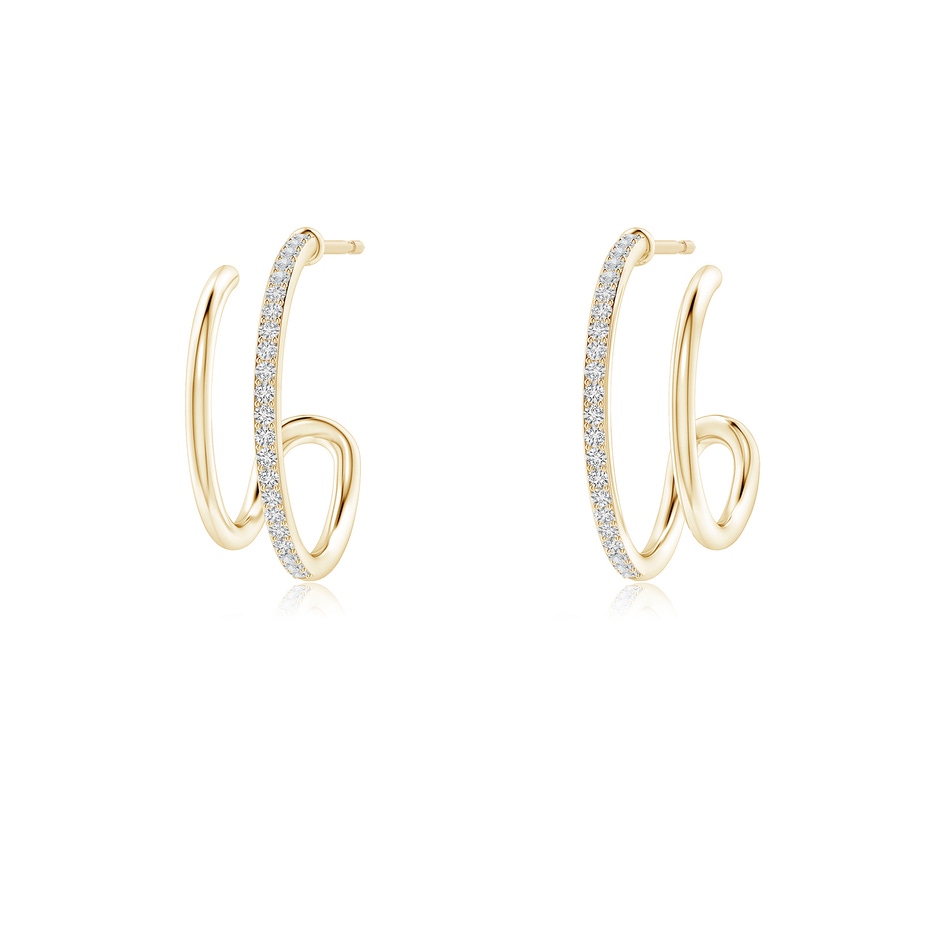 1mm HSI2 Diamond Twin Layer Hoop Earrings in Yellow Gold 