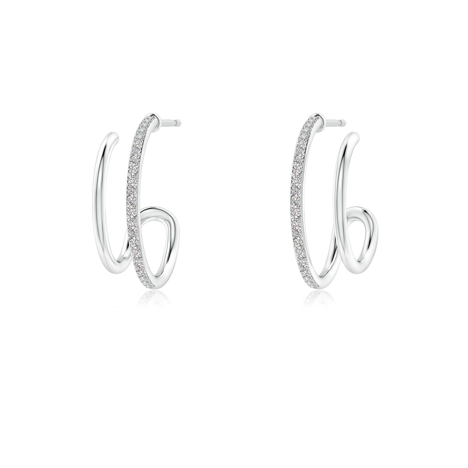 1mm IJI1I2 Diamond Twin Layer Hoop Earrings in White Gold 