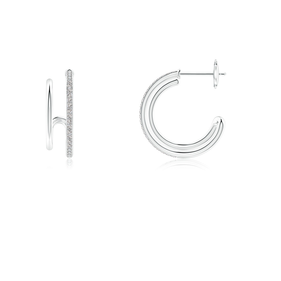 1mm IJI1I2 Diamond Twin Layer Hoop Earrings in White Gold side 199