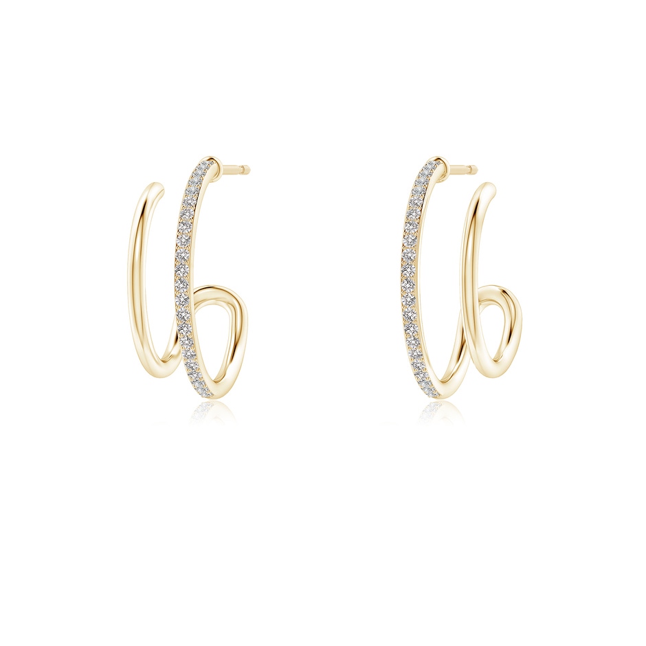 1mm IJI1I2 Diamond Twin Layer Hoop Earrings in Yellow Gold 