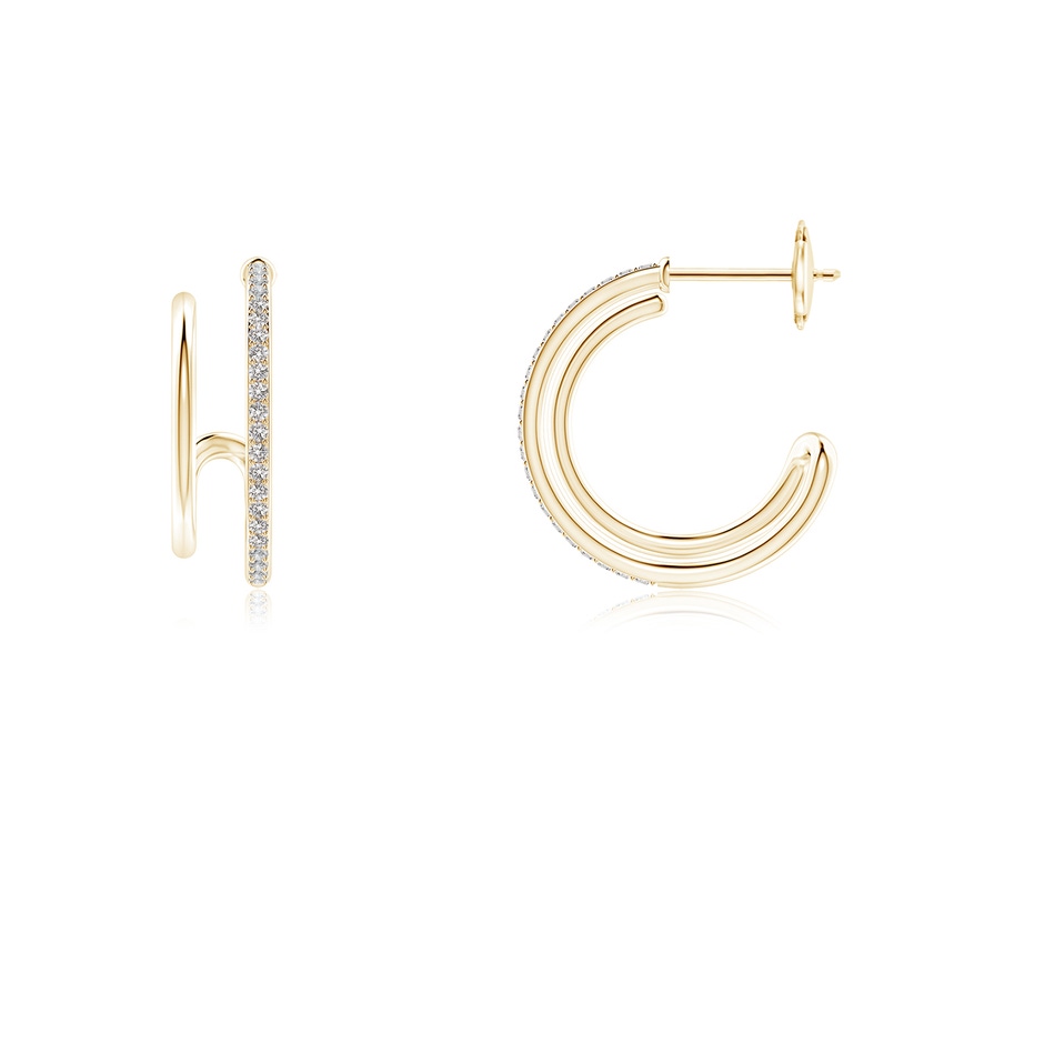1mm IJI1I2 Diamond Twin Layer Hoop Earrings in Yellow Gold side 199