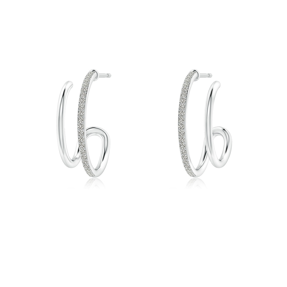 1mm KI3 Diamond Twin Layer Hoop Earrings in White Gold 