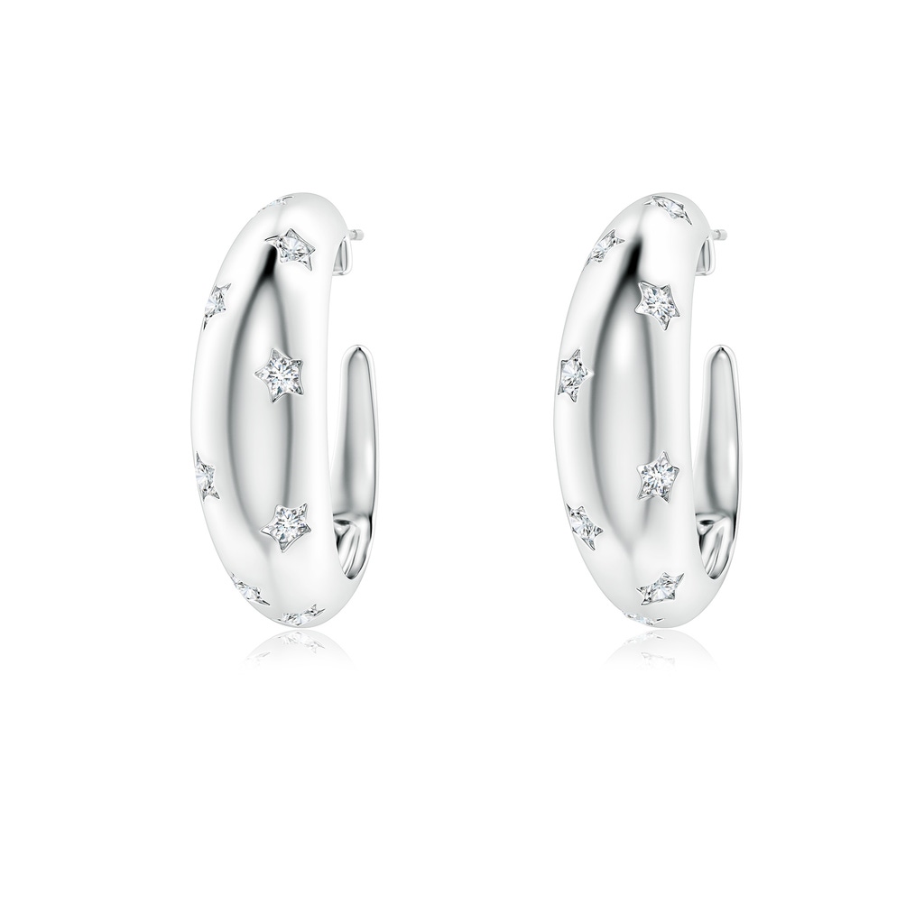1.95mm GVS2 Flush-Set Diamond Star Dome Hoop Earrings in S999 Silver