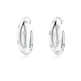 1.95mm HSI2 Flush-Set Diamond Star Dome Hoop Earrings in S999 Silver