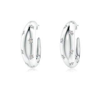 1.95mm IJI1I2 Flush-Set Diamond Star Dome Hoop Earrings in S999 Silver