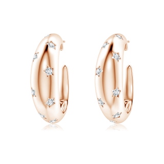 2.45mm GVS2 Flush-Set Diamond Star Dome Hoop Earrings in Rose Gold