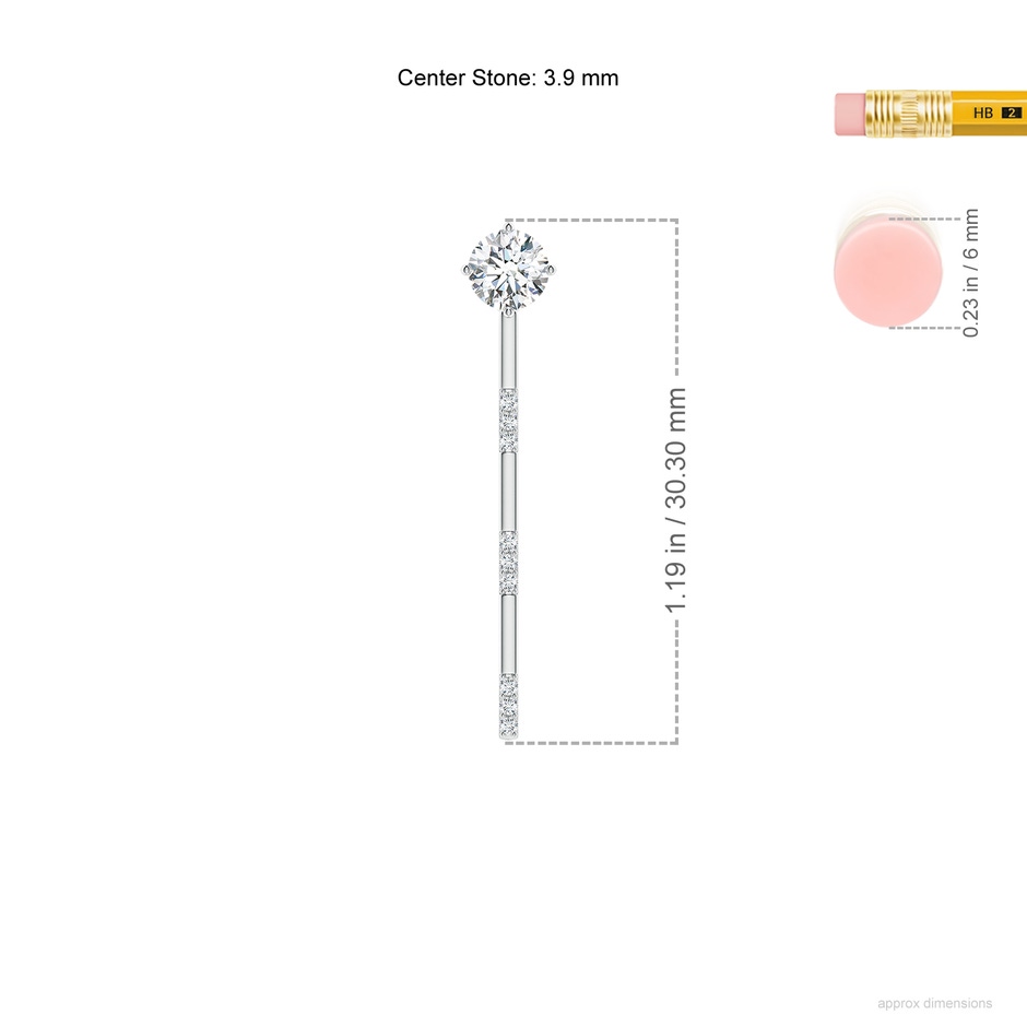 3.9mm GVS2 Front-Back Diamond Multi-Wear Stud Earrings in White Gold ruler