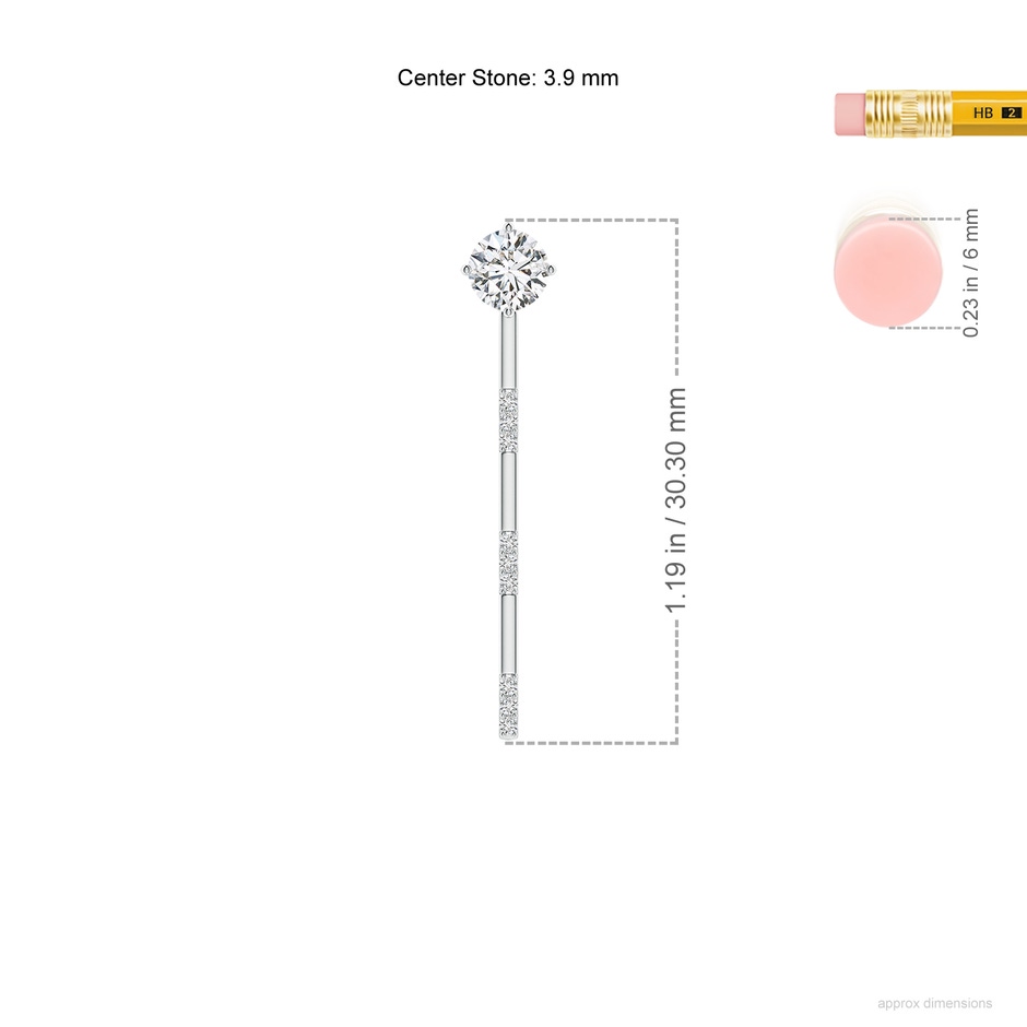 3.9mm HSI2 Front-Back Diamond Multi-Wear Stud Earrings in White Gold ruler