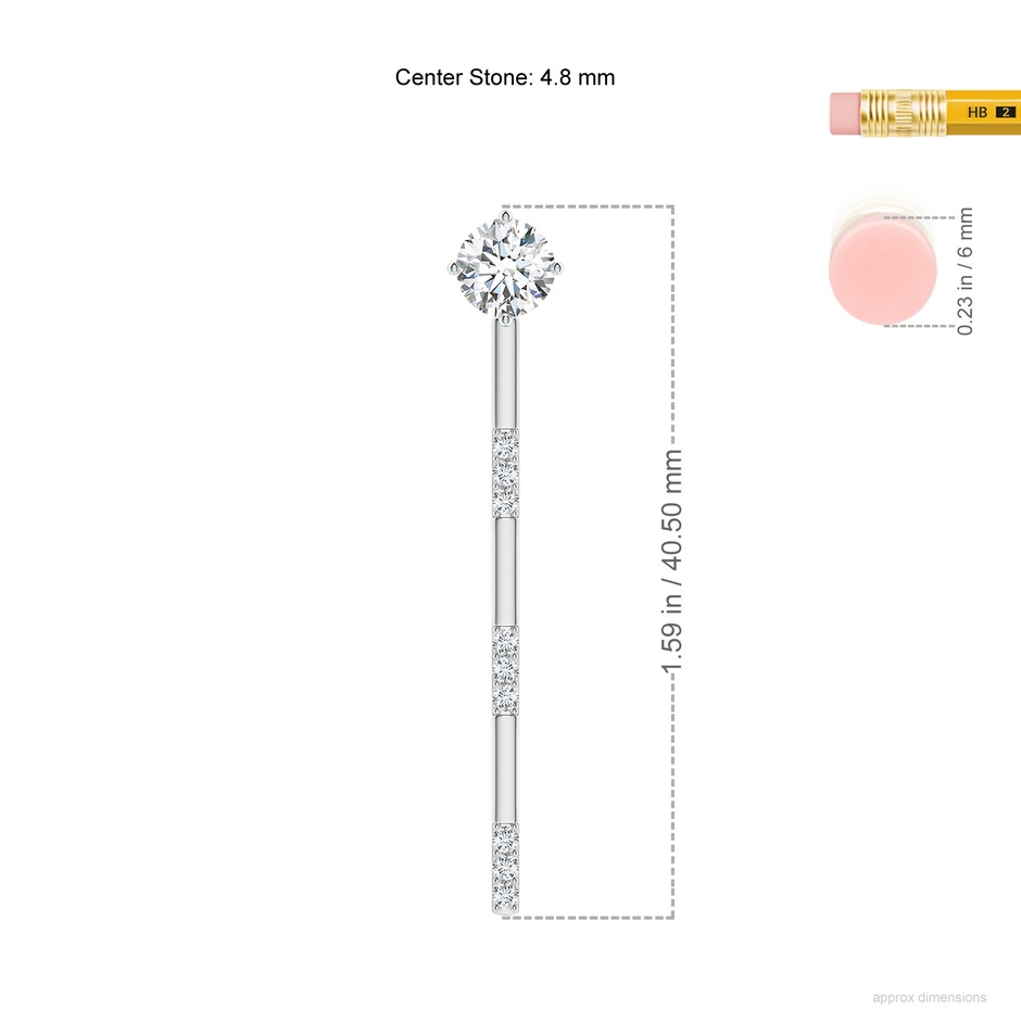 4.8mm GVS2 Front-Back Diamond Multi-Wear Stud Earrings in White Gold ruler