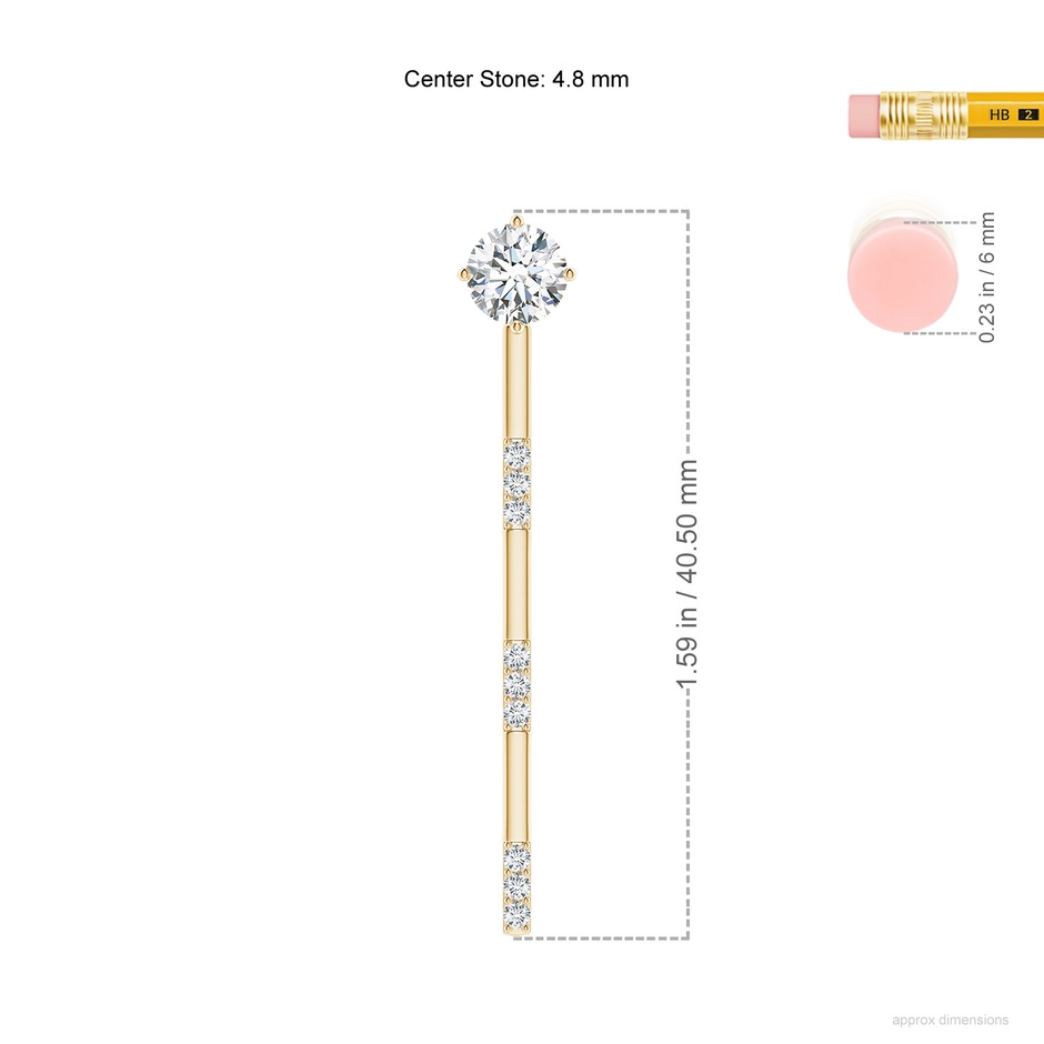 4.8mm GVS2 Front-Back Diamond Multi-Wear Stud Earrings in Yellow Gold ruler