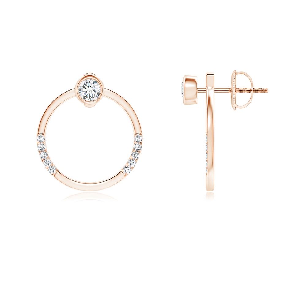 3.1mm GVS2 Bezel-Set Round Diamond Front-Back Stud Earrings in Rose Gold 