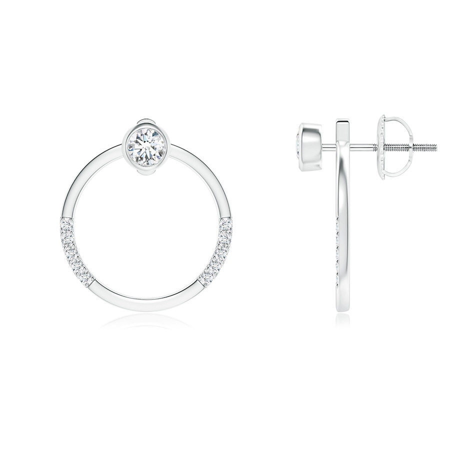 3.1mm GVS2 Bezel-Set Round Diamond Front-Back Stud Earrings in White Gold 
