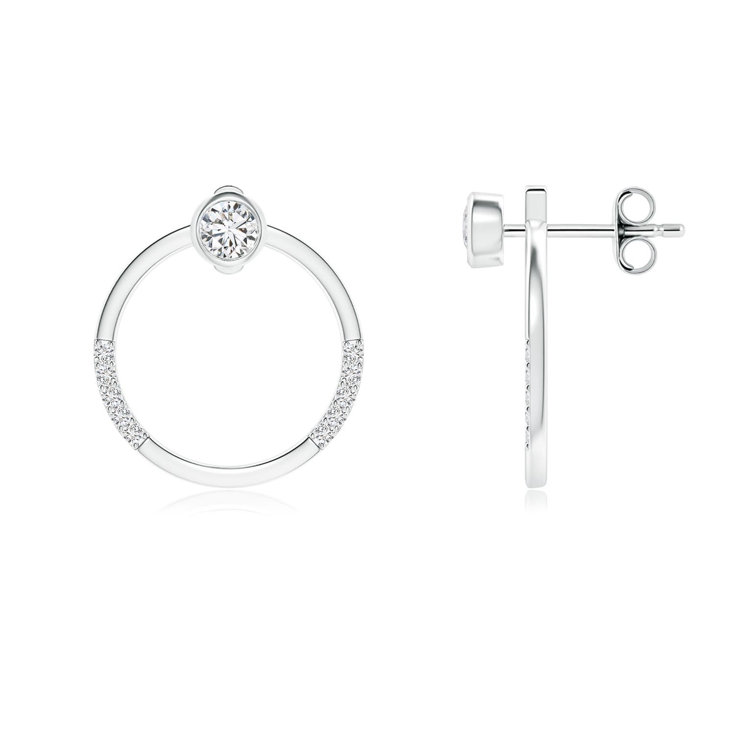 3.1mm HSI2 Bezel-Set Round Diamond Front-Back Stud Earrings in S999 Silver