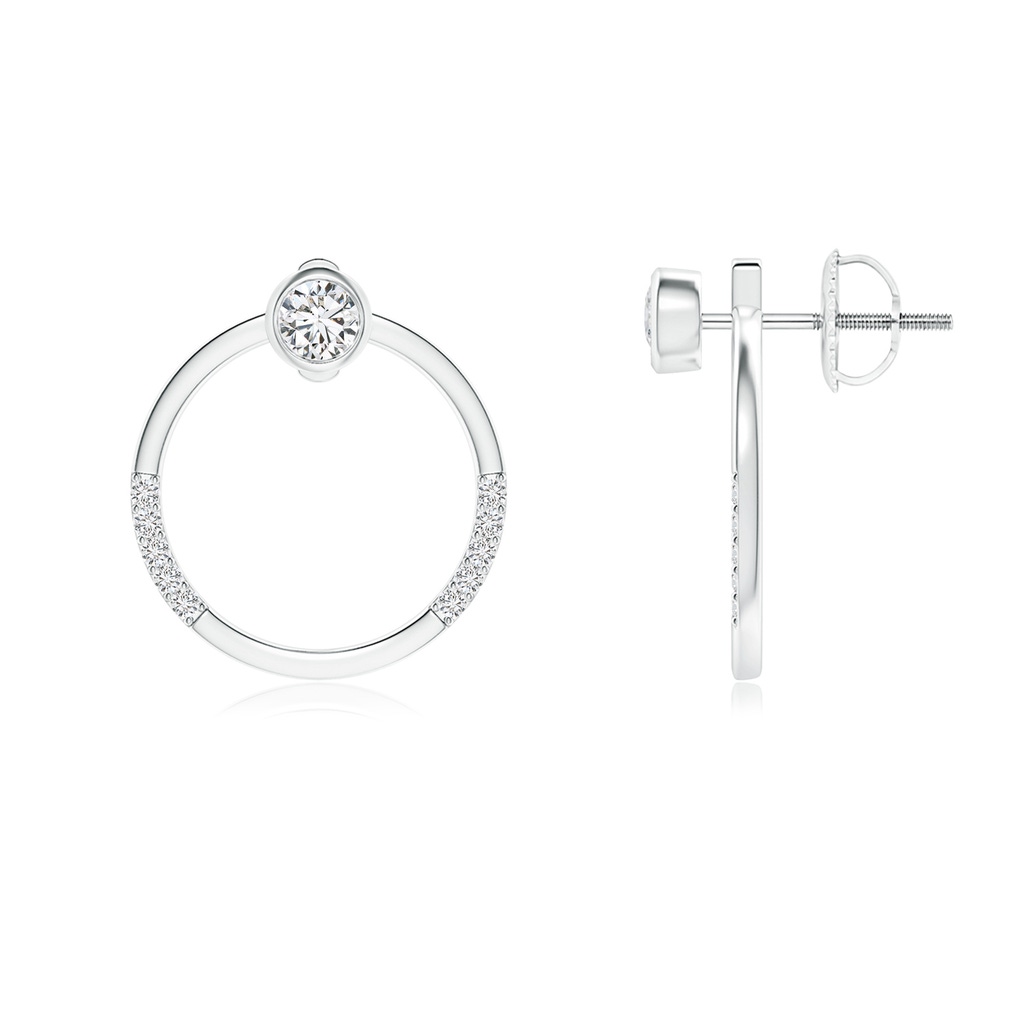 3.1mm HSI2 Bezel-Set Round Diamond Front-Back Stud Earrings in White Gold