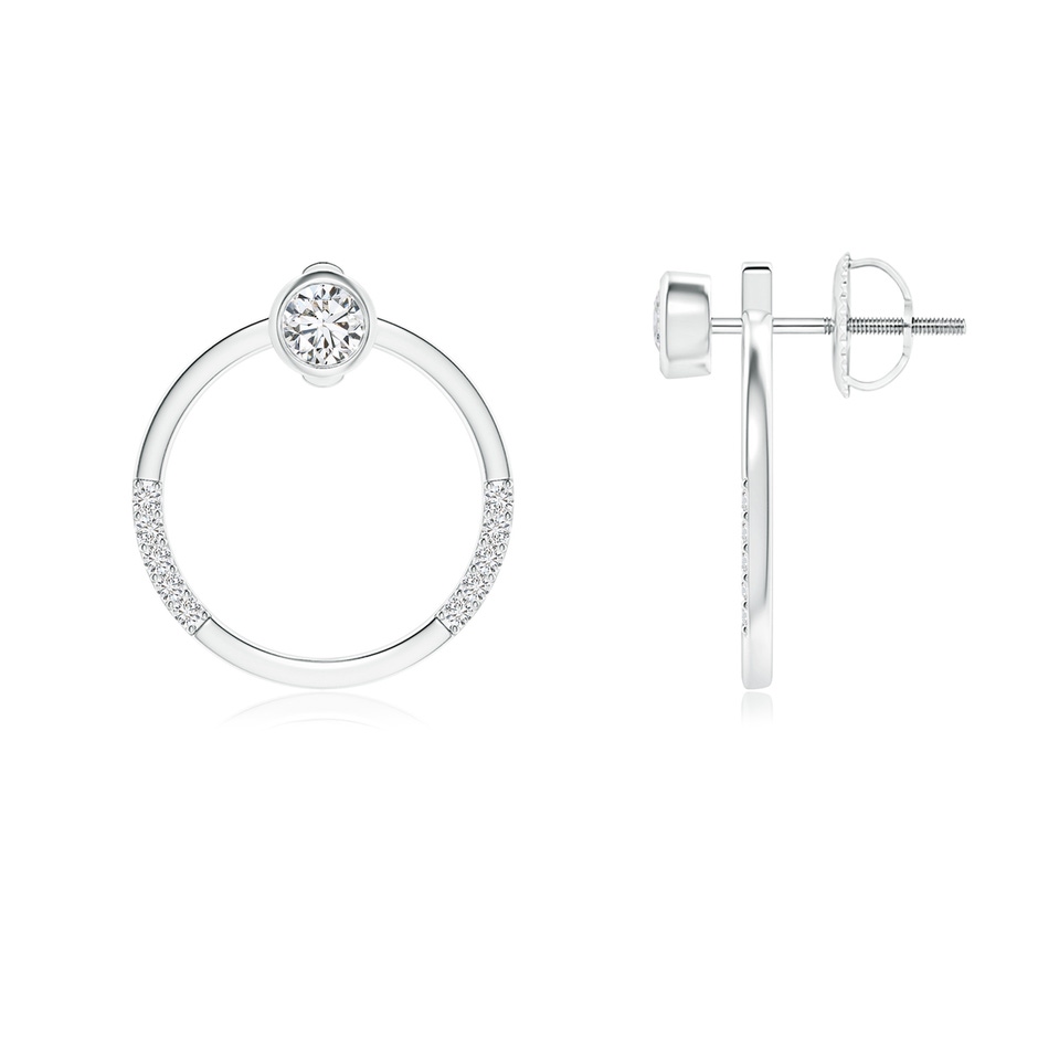 3.1mm HSI2 Bezel-Set Round Diamond Front-Back Stud Earrings in White Gold 