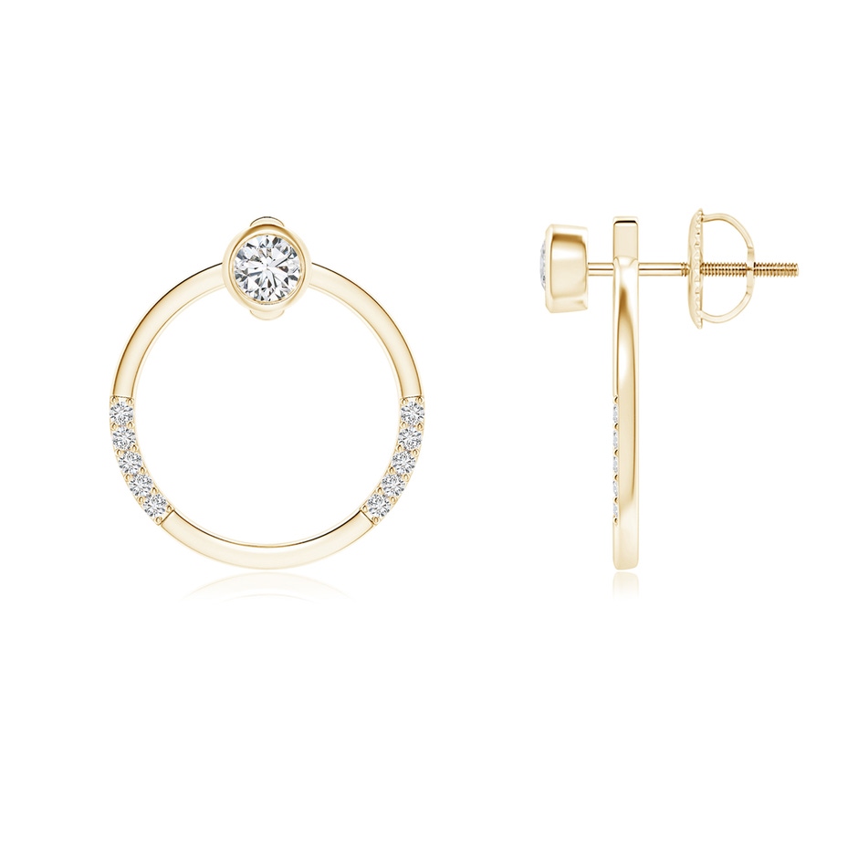 3.1mm HSI2 Bezel-Set Round Diamond Front-Back Stud Earrings in Yellow Gold 