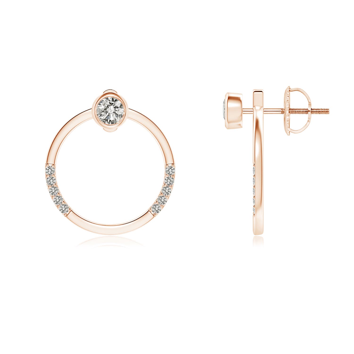 3.1mm KI3 Bezel-Set Round Diamond Front-Back Stud Earrings in Rose Gold