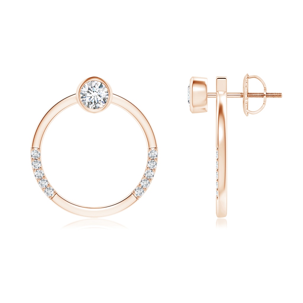 3.6mm GVS2 Bezel-Set Round Diamond Front-Back Stud Earrings in Rose Gold