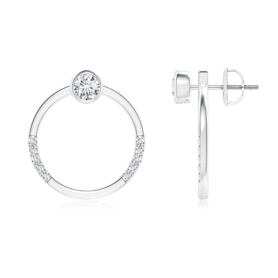 3.6mm GVS2 Bezel-Set Round Diamond Front-Back Stud Earrings in White Gold 