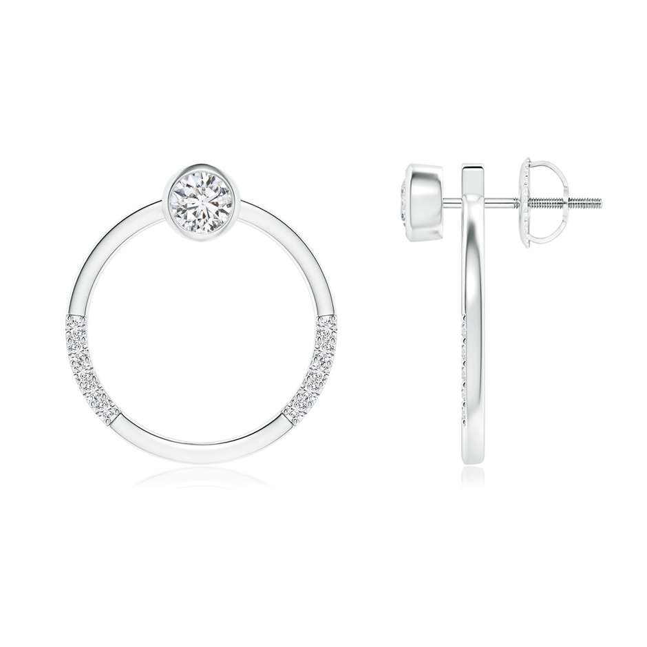 3.6mm HSI2 Bezel-Set Round Diamond Front-Back Stud Earrings in White Gold 