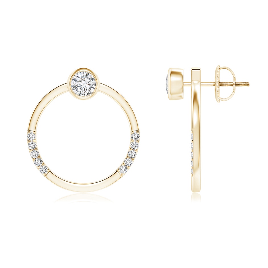 3.6mm HSI2 Bezel-Set Round Diamond Front-Back Stud Earrings in Yellow Gold 