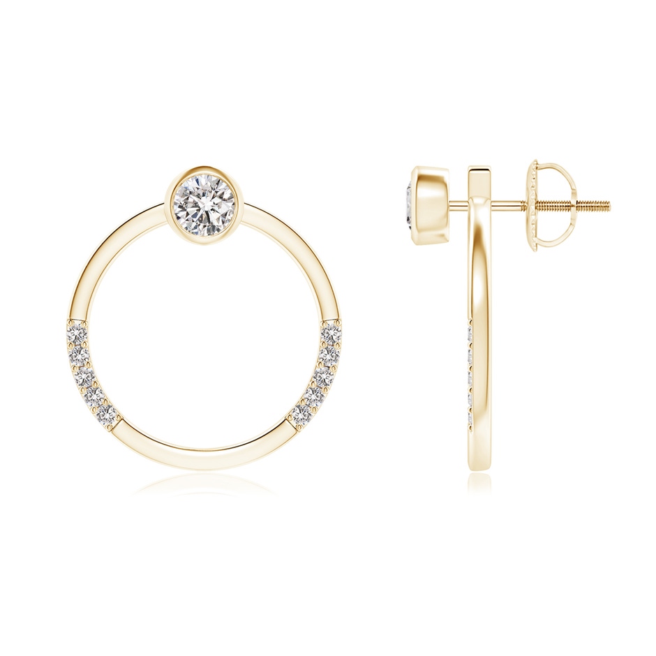 3.6mm IJI1I2 Bezel-Set Round Diamond Front-Back Stud Earrings in Yellow Gold 