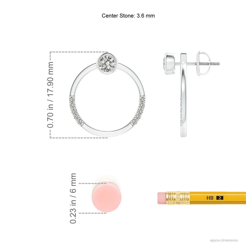 3.6mm KI3 Bezel-Set Round Diamond Front-Back Stud Earrings in White Gold ruler