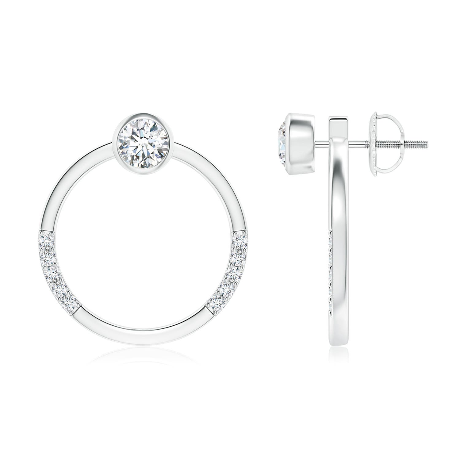 4mm GVS2 Bezel-Set Round Diamond Front-Back Stud Earrings in White Gold