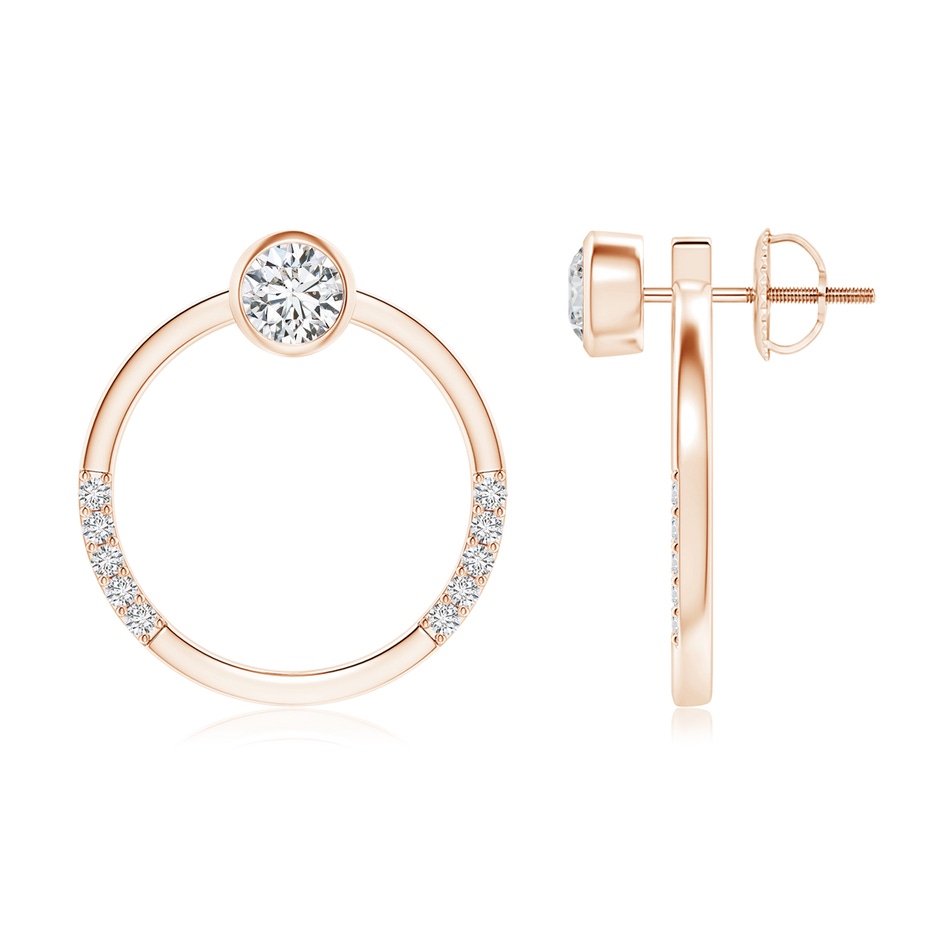 4mm HSI2 Bezel-Set Round Diamond Front-Back Stud Earrings in Rose Gold 