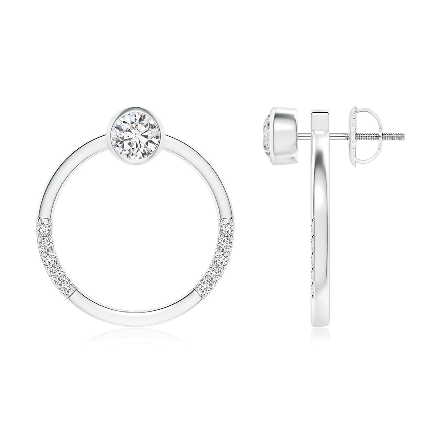 4mm HSI2 Bezel-Set Round Diamond Front-Back Stud Earrings in White Gold