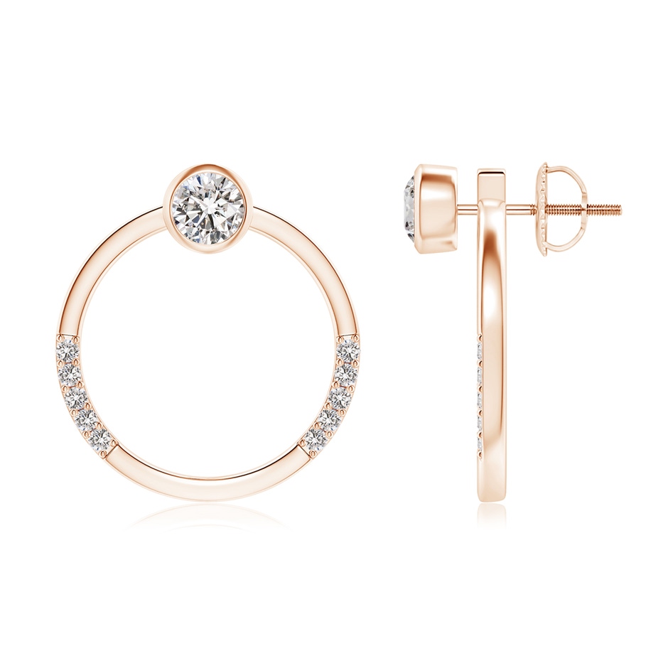 4mm IJI1I2 Bezel-Set Round Diamond Front-Back Stud Earrings in Rose Gold 