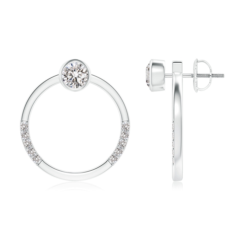 4mm IJI1I2 Bezel-Set Round Diamond Front-Back Stud Earrings in White Gold 