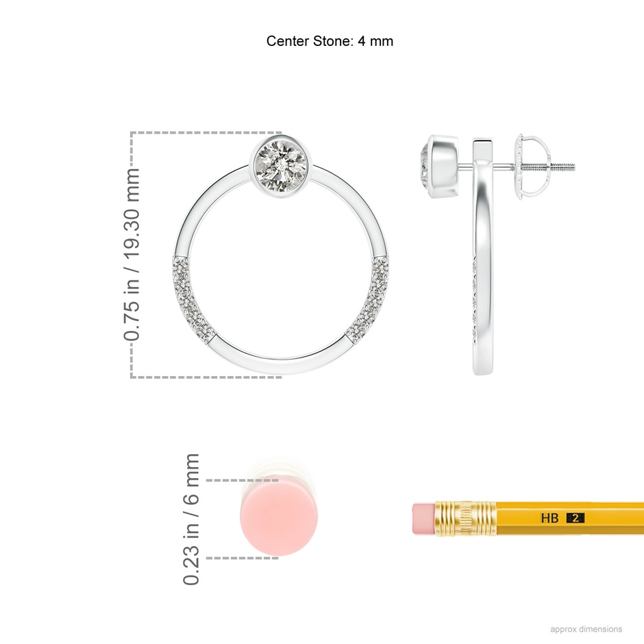 4mm KI3 Bezel-Set Round Diamond Front-Back Stud Earrings in White Gold ruler