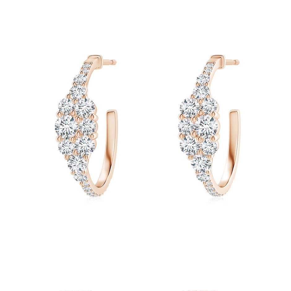 3.1mm GVS2 Diamond Cluster Asymmetrical Hoop Earrings in Rose Gold 