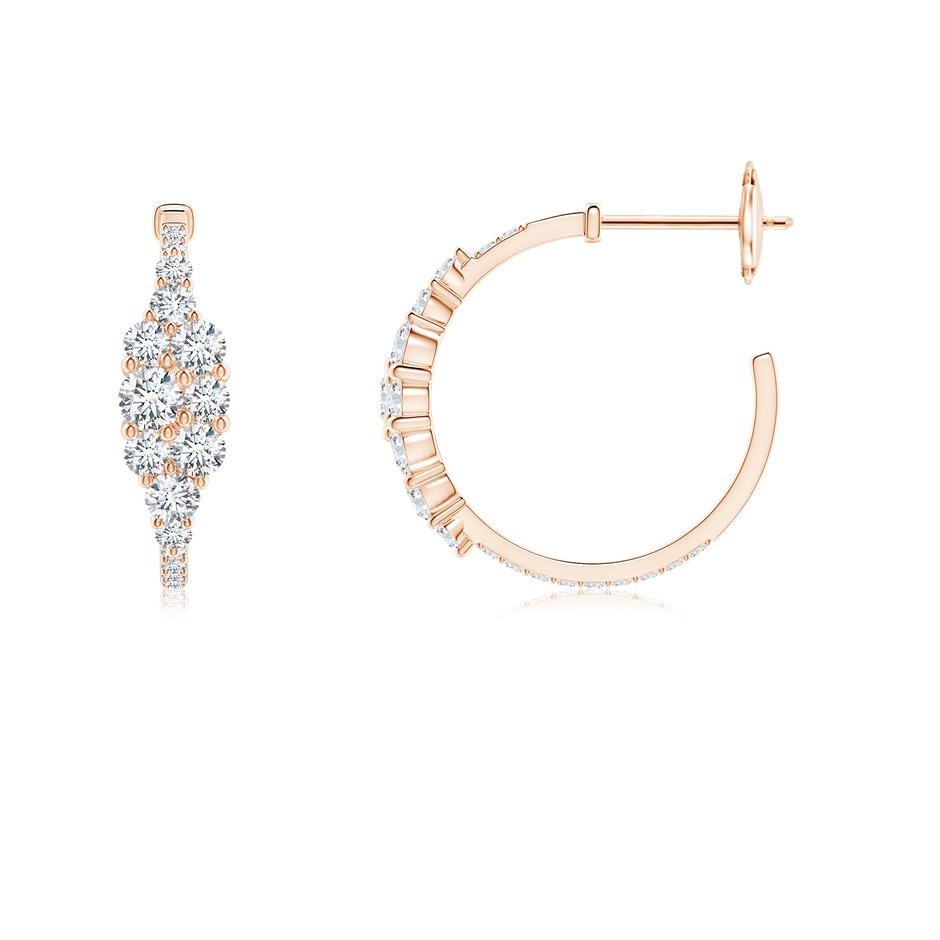 3.1mm GVS2 Diamond Cluster Asymmetrical Hoop Earrings in Rose Gold side 199