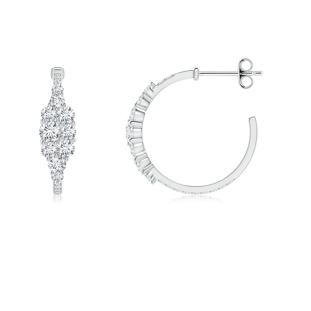3.1mm GVS2 Diamond Clustre Asymmetrical Hoop Earrings in S999 Silver - side 199