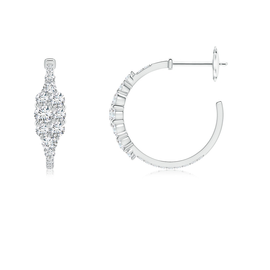 3.1mm GVS2 Diamond Clustre Asymmetrical Hoop Earrings in White Gold side 199