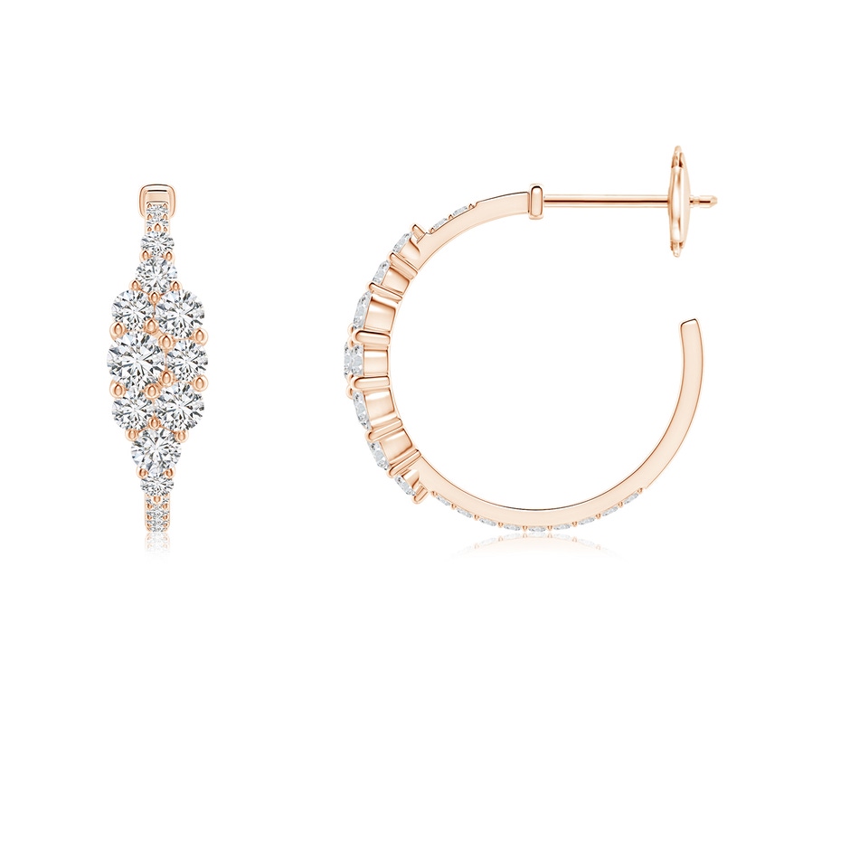 3.1mm HSI2 Diamond Cluster Asymmetrical Hoop Earrings in Rose Gold side 199