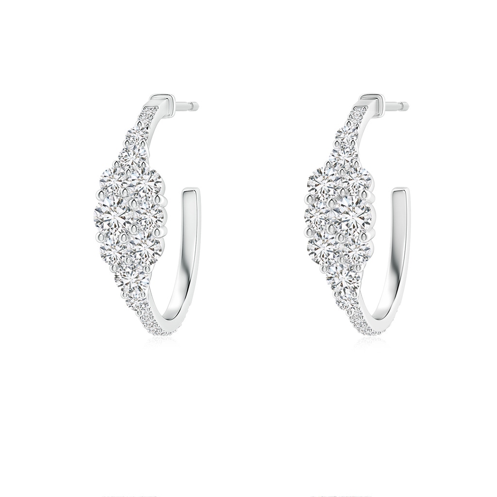 3.1mm HSI2 Diamond Clustre Asymmetrical Hoop Earrings in White Gold