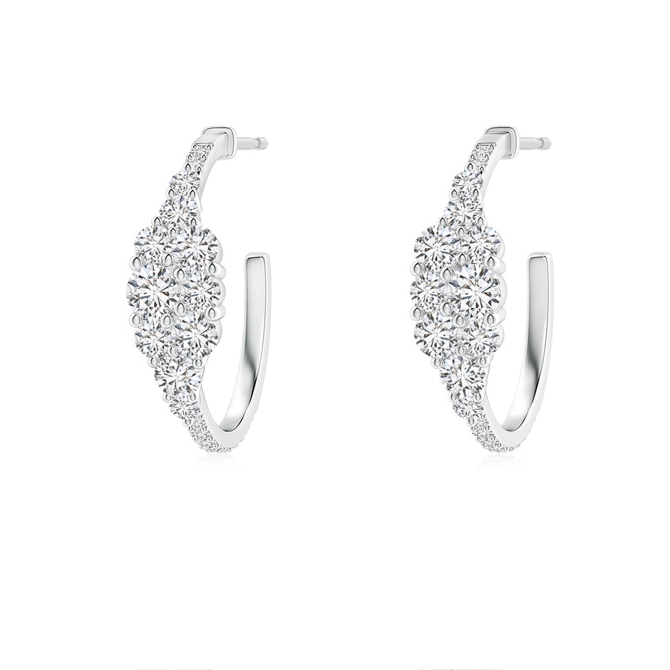 3.1mm HSI2 Diamond Clustre Asymmetrical Hoop Earrings in White Gold 