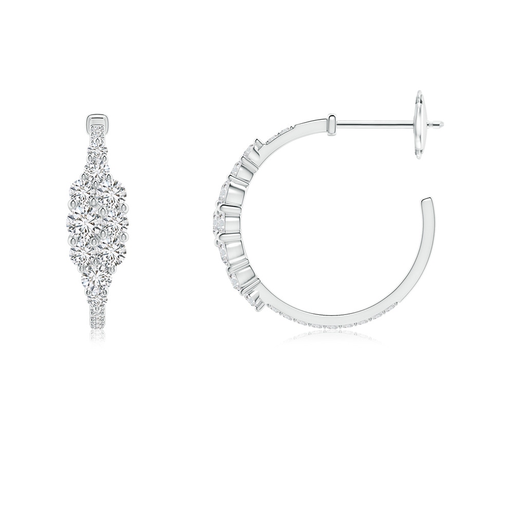 3.1mm HSI2 Diamond Clustre Asymmetrical Hoop Earrings in White Gold - side 199