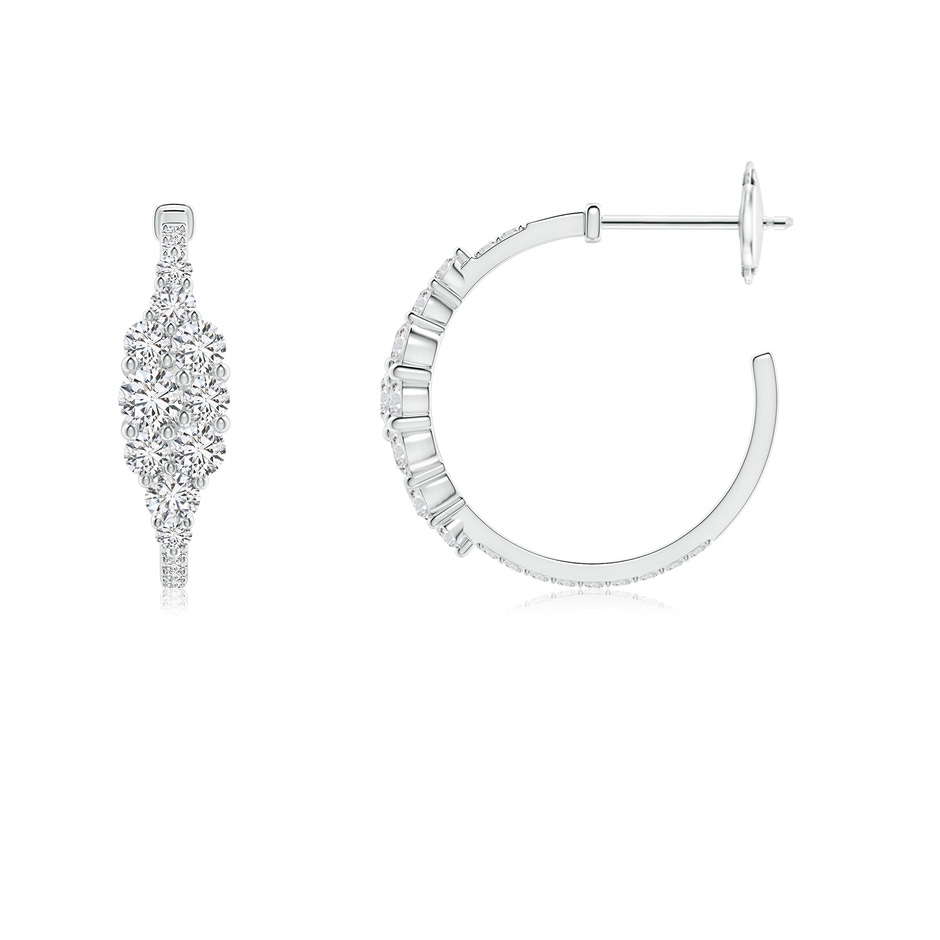 3.1mm HSI2 Diamond Clustre Asymmetrical Hoop Earrings in White Gold side 199