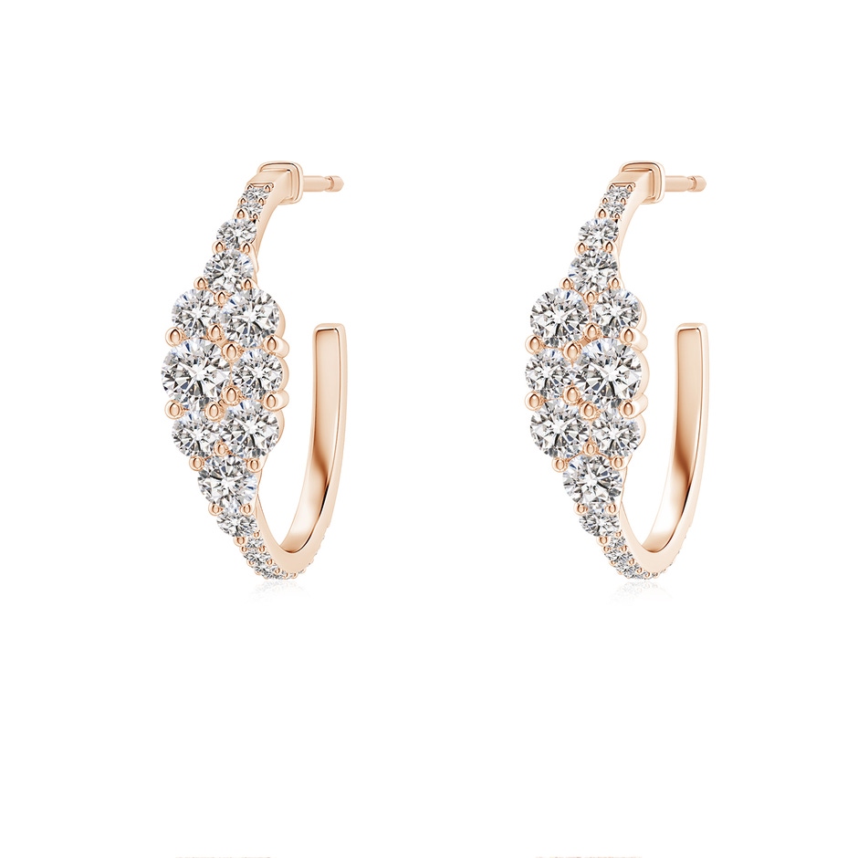 3.1mm IJI1I2 Diamond Cluster Asymmetrical Hoop Earrings in Rose Gold 