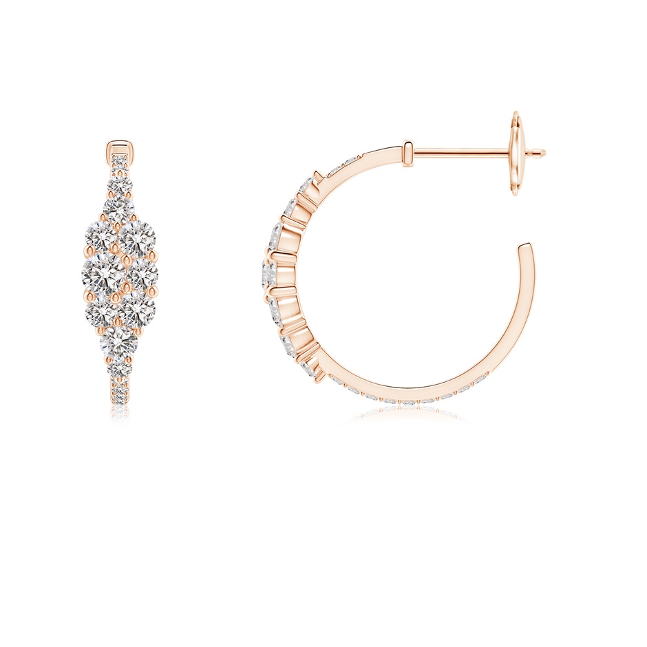 3.1mm IJI1I2 Diamond Cluster Asymmetrical Hoop Earrings in Rose Gold side 199