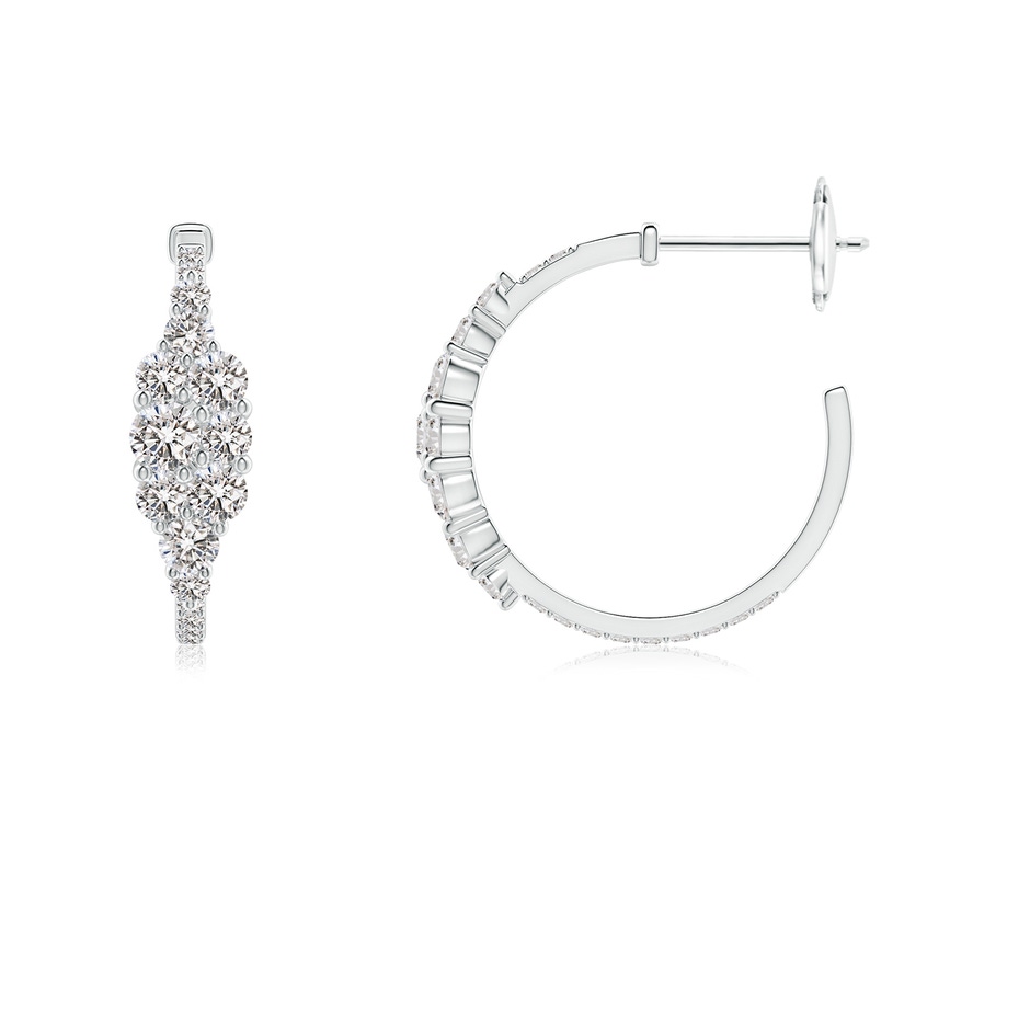 3.1mm IJI1I2 Diamond Cluster Asymmetrical Hoop Earrings in White Gold side 199