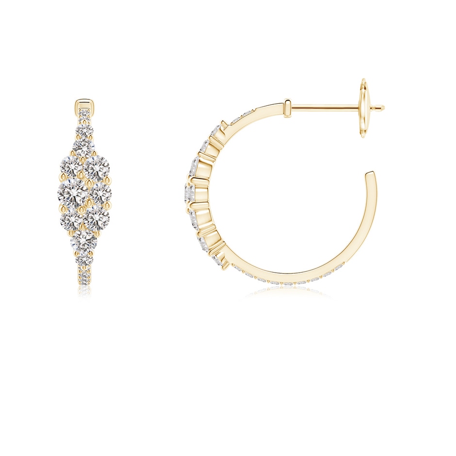 3.1mm IJI1I2 Diamond Cluster Asymmetrical Hoop Earrings in Yellow Gold side 199