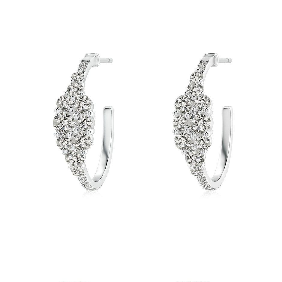 3.1mm KI3 Diamond Clustre Asymmetrical Hoop Earrings in S999 Silver 