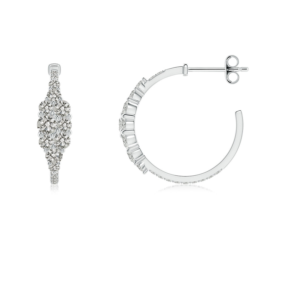 3.1mm KI3 Diamond Clustre Asymmetrical Hoop Earrings in S999 Silver side 199