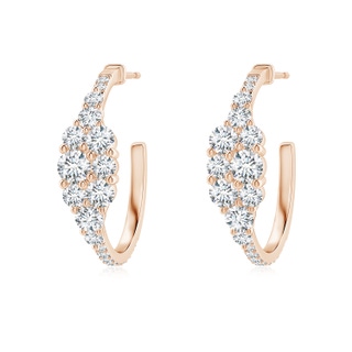 3.5mm GVS2 Diamond Clustre Asymmetrical Hoop Earrings in Rose Gold