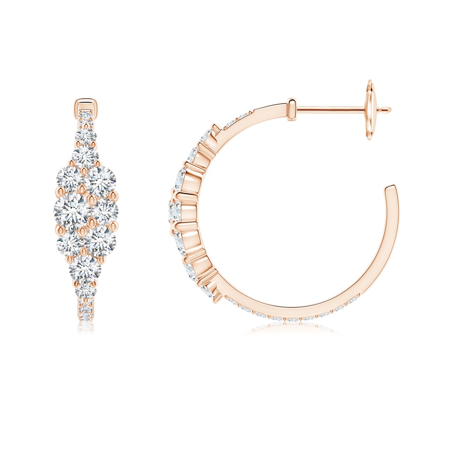3.5mm GVS2 Diamond Clustre Asymmetrical Hoop Earrings in Rose Gold side 199